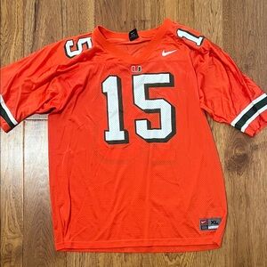 University of Miami Football Hurricanes Nike Orange Jersey #15 - XL